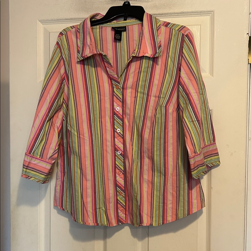 Lane Bryant Vertical Stripes Button Down Shirt Size 18/20